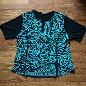 Damee Inc Zebra Short Sleeve Blouse